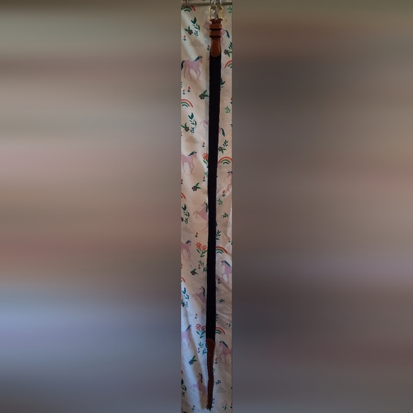 EUC Vintage Y2K Coach Navy Linen & Tan Leather Casual Prep Everyday Belt 39in - Picture 4 of 5